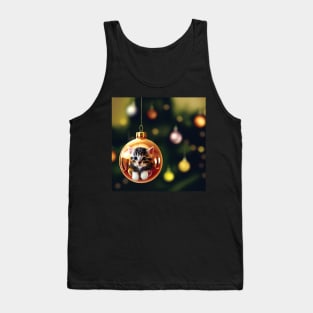 Cute Kitten in a Christmas Bauble Tank Top